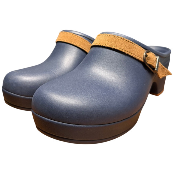 CROCS Shoes - CROCS Sarah Women's 7 Clog Mules Navy Blue Dual Comfort Arch Support Slip On